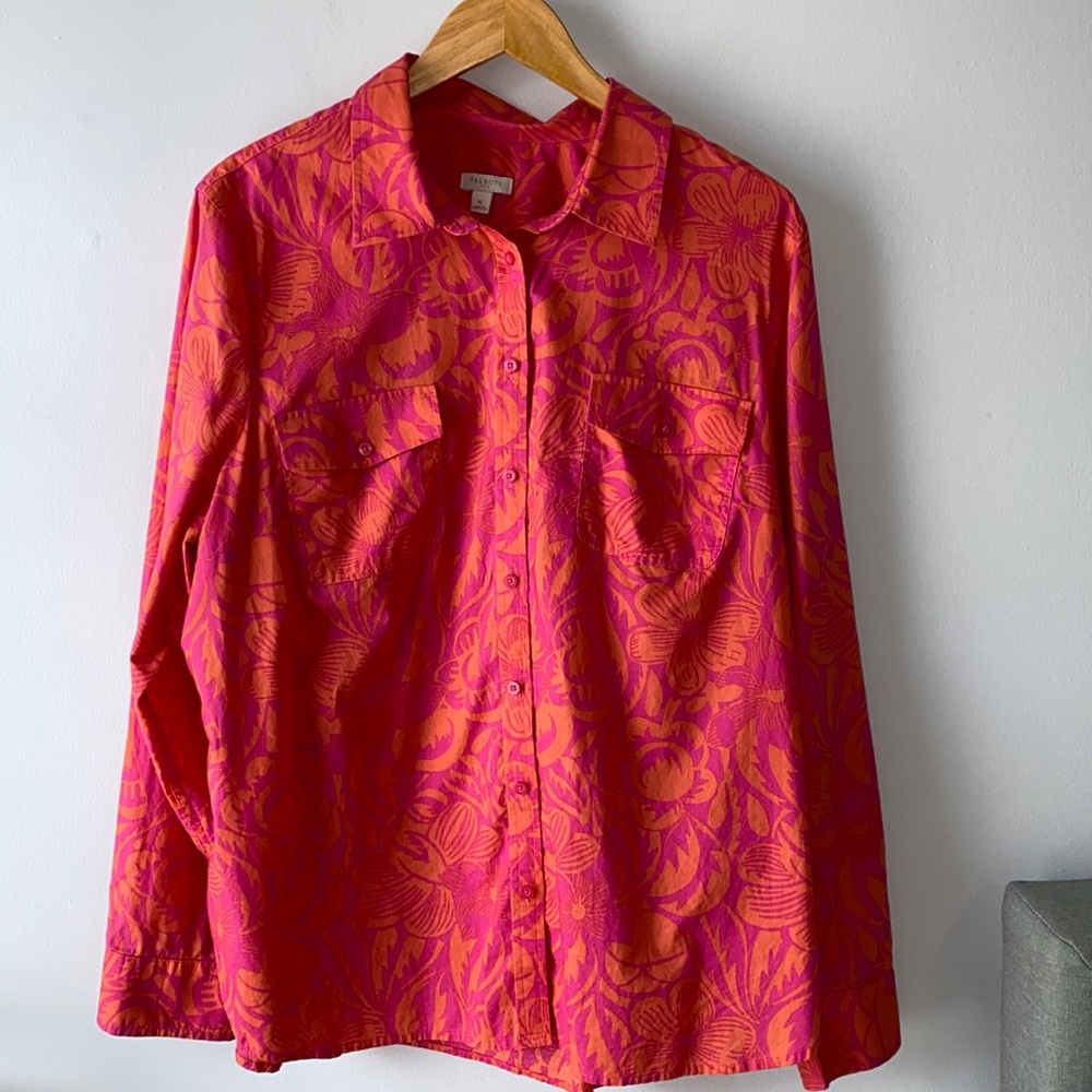 Talbots Pink and Orange Floral Button-Down Shirt